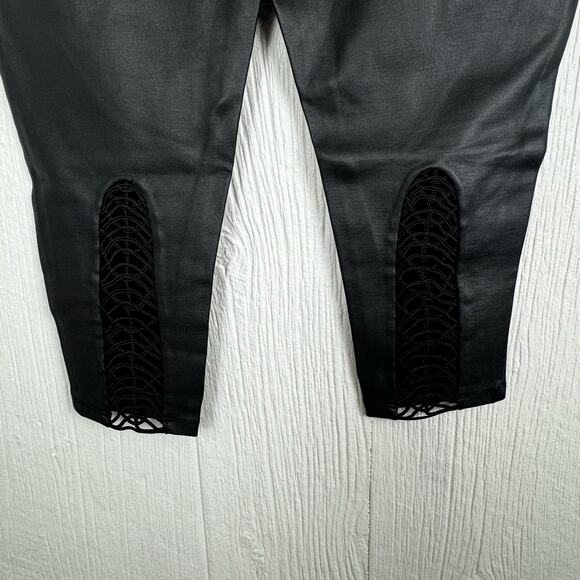 Torrid Crop Platinum Legging Coated Ponte Macrame Back Black Faux Leather 1X 14 - Picture 9 of 10